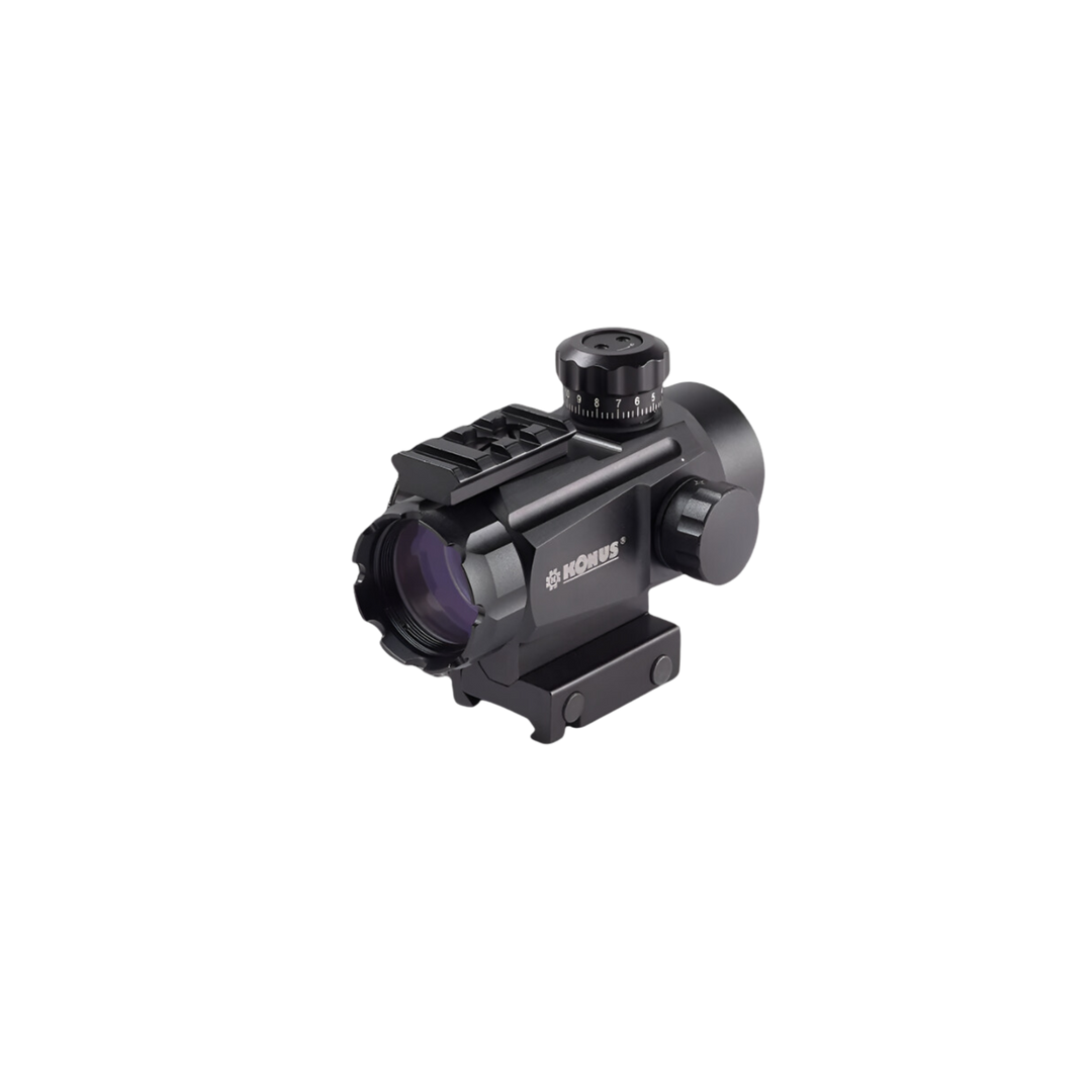 KONUSIGHT Tactical Red Dot Sight with 4 Interchangeable Reticles & Dual Mount