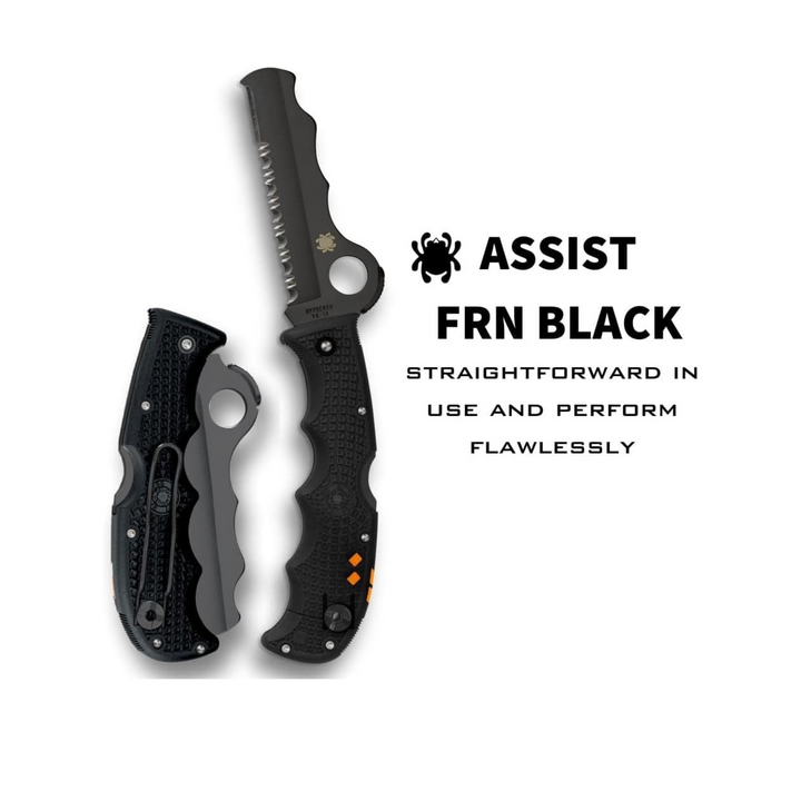 Spyderco Assist Folding Knife - 3.69" Serrated Black Sheepsfoot Blade