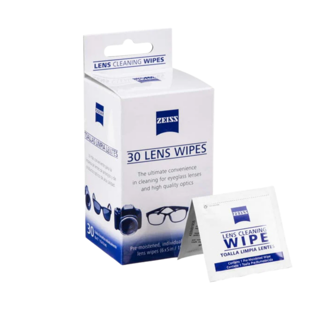 ZEISS Lens Wipes (30-Pack) Pre-Moistened, Ammonia-Free, Non-Abrasive for Optics & Lenses