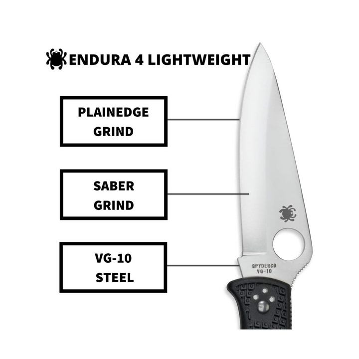 Spyderco Endura 4 Lightweight Folding Knife 3.80 VG-10 Steel Blade FRN Handle