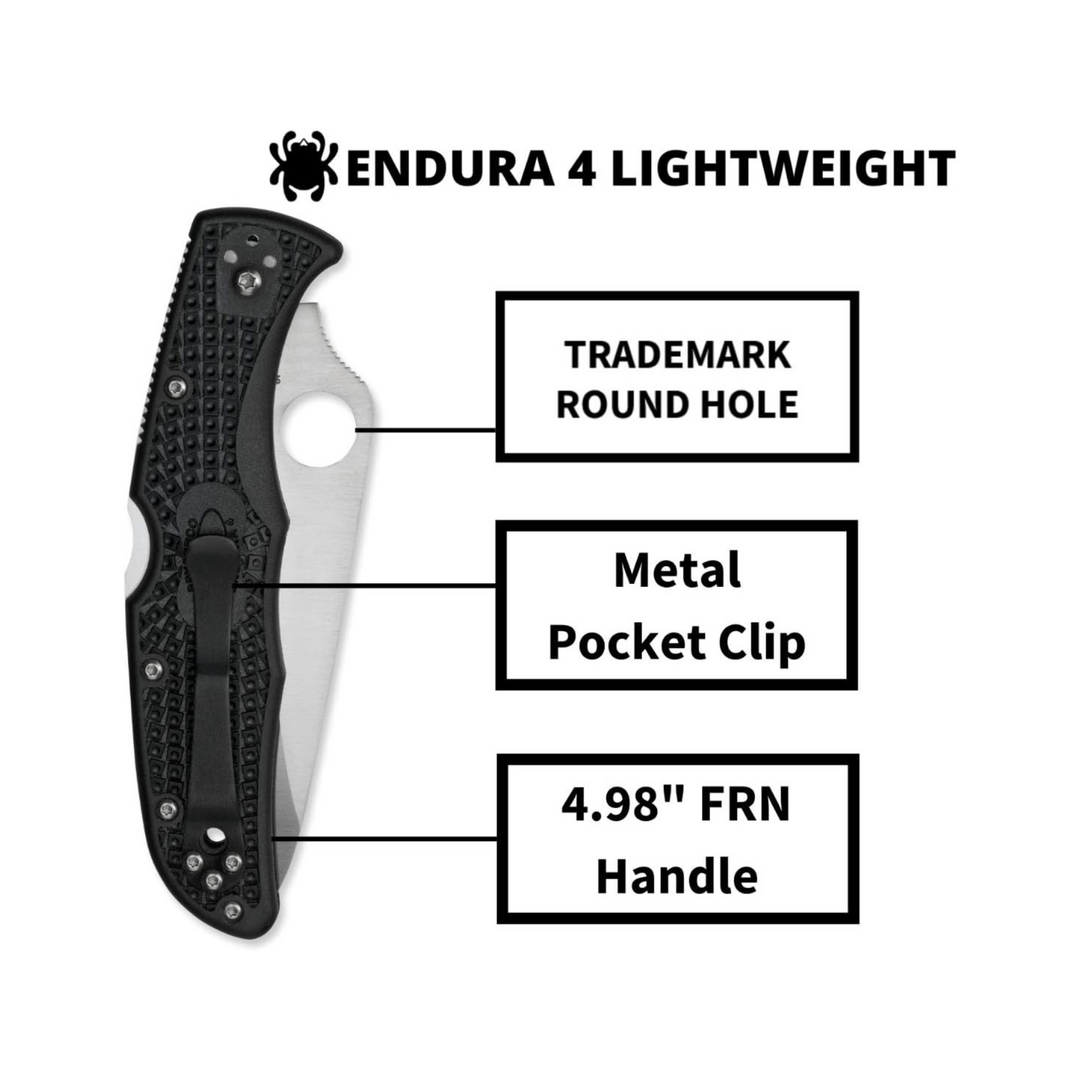 Spyderco Endura 4 Lightweight Folding Knife 3.80 VG-10 Steel Blade FRN Handle