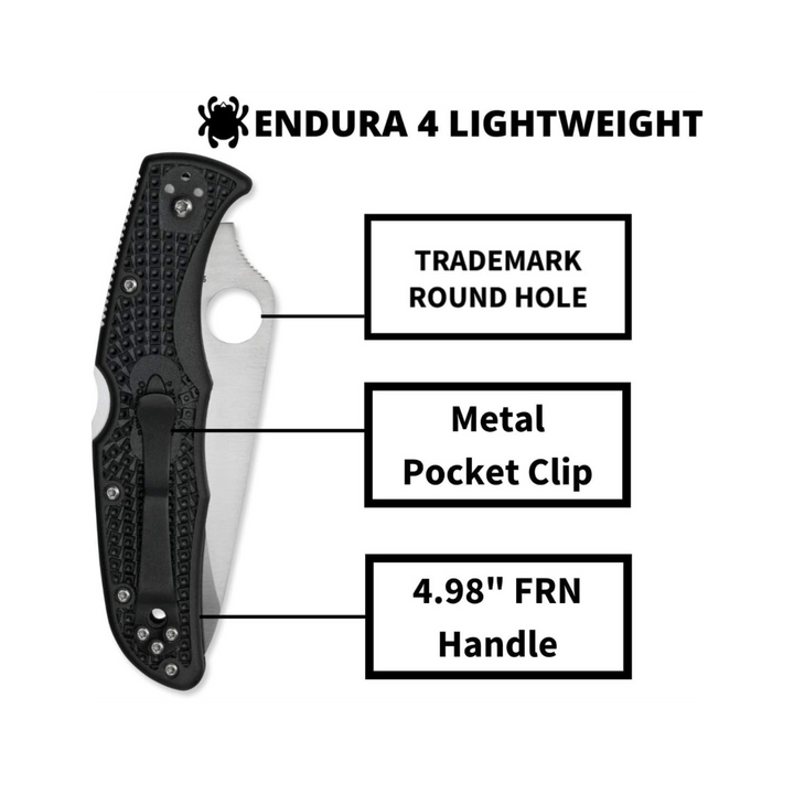 Spyderco Endura 4 Lightweight Folding Knife 3.80 VG-10 Steel Blade FRN Handle