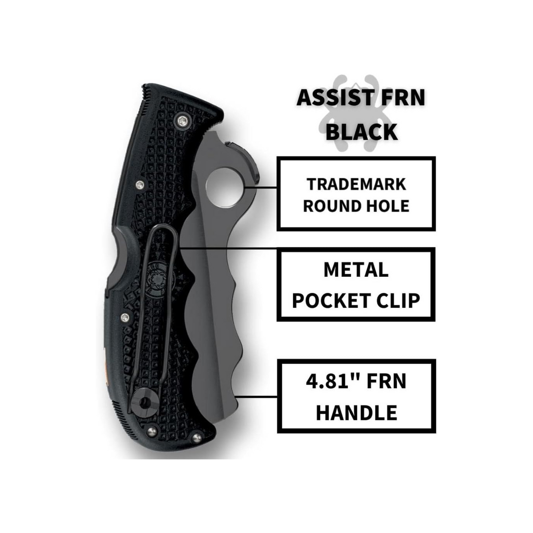Spyderco Assist Folding Knife - 3.69" Serrated Black Sheepsfoot Blade