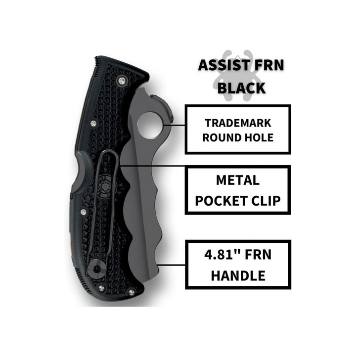 Spyderco Assist Folding Knife - 3.69" Serrated Black Sheepsfoot Blade