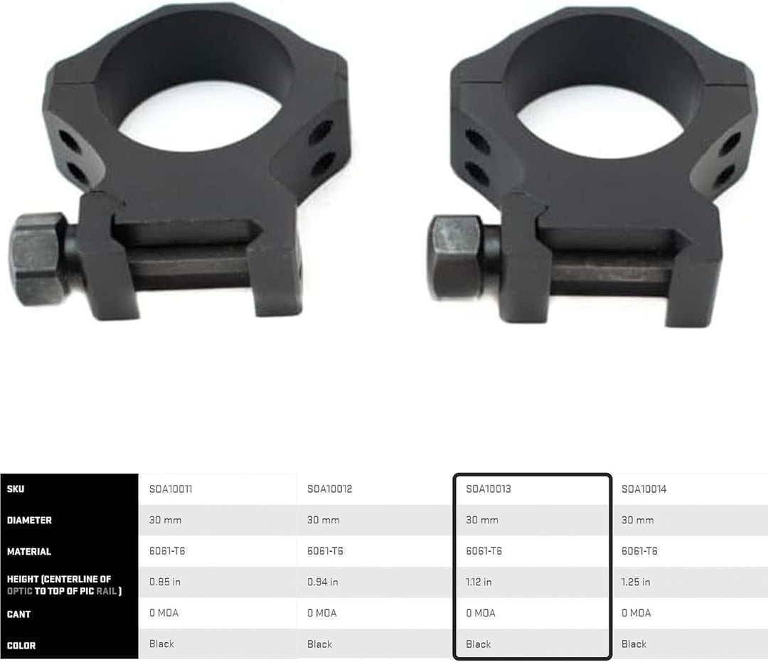 Sig Sauer Alpha1 30mm Aluminum Mounting Scope Rings
