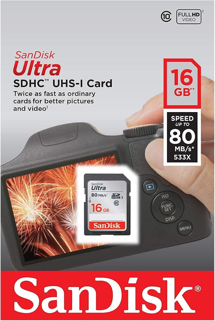 SanDisk Ultra 16GB Class 10 SDHC UHS-I Memory Card