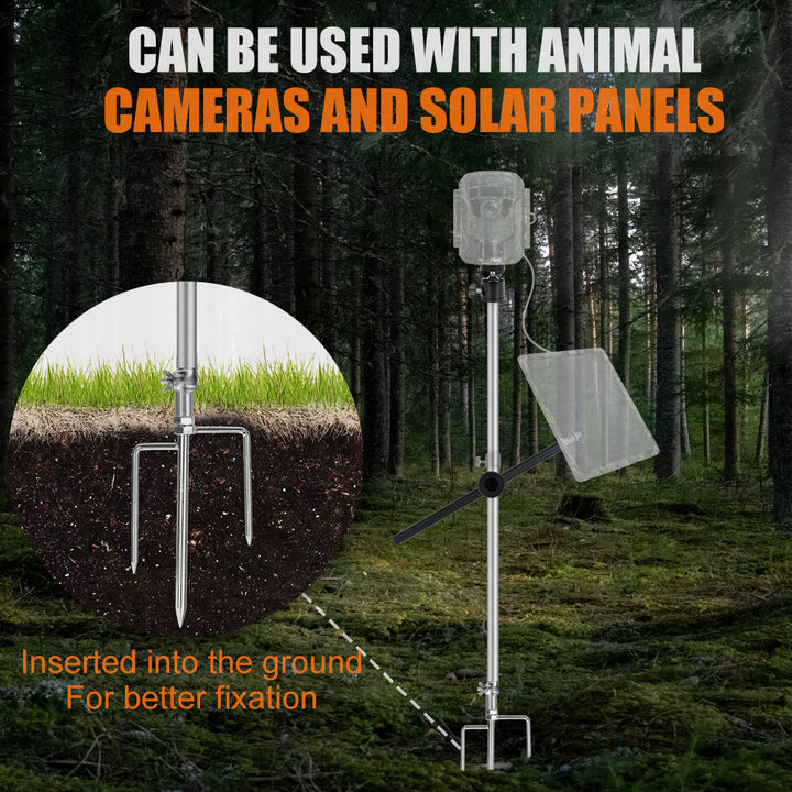 Adjustable Steel Double Tripod Mounting Post for Trail Cameras & Solar Panels - 19"-33"
