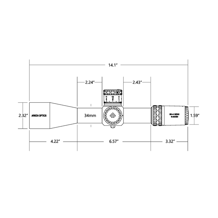Arken Optics SH-4J 6-24X50mm FFP Illuminated VHR/VPR - Zero Stop - 34mm Tube