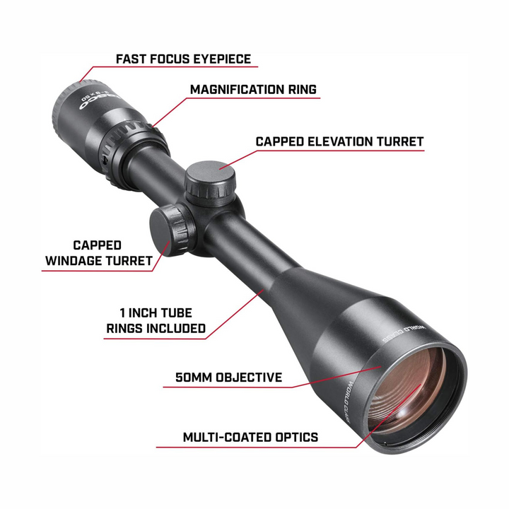 Tasco World Class 3-9X50mm 30/30 Duplex Riflescope w/Rings