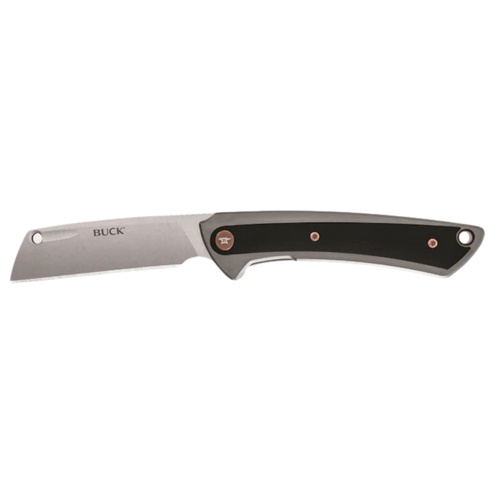 Buck Knives 263 HiLine Cleaver Pocket Knife – 3.25" D2 Stonewashed Blade, G-10 & Aluminum Handle, Black