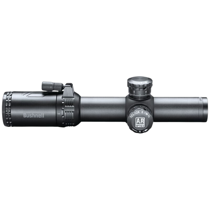 Bushnell AR Optics 1-4x24mm Riflescope with Illuminated BTR-1 FFP BDC Reticle, 30mm Tube, Throw Down PCL Lever, Matte Black (AR71424I)