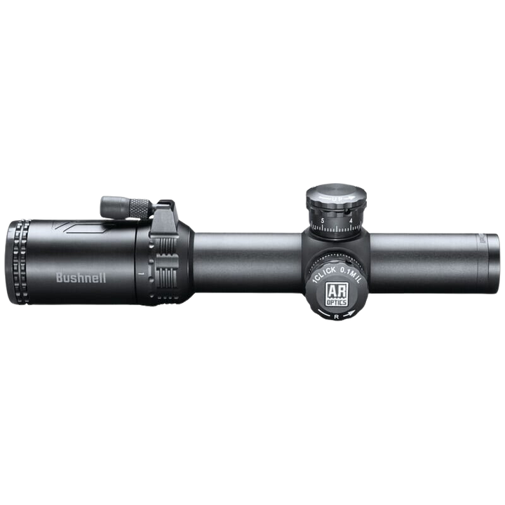 Bushnell AR Optics 1-4x24mm Riflescope with Illuminated BTR-1 FFP BDC Reticle, 30mm Tube, Throw Down PCL Lever, Matte Black (AR71424I)
