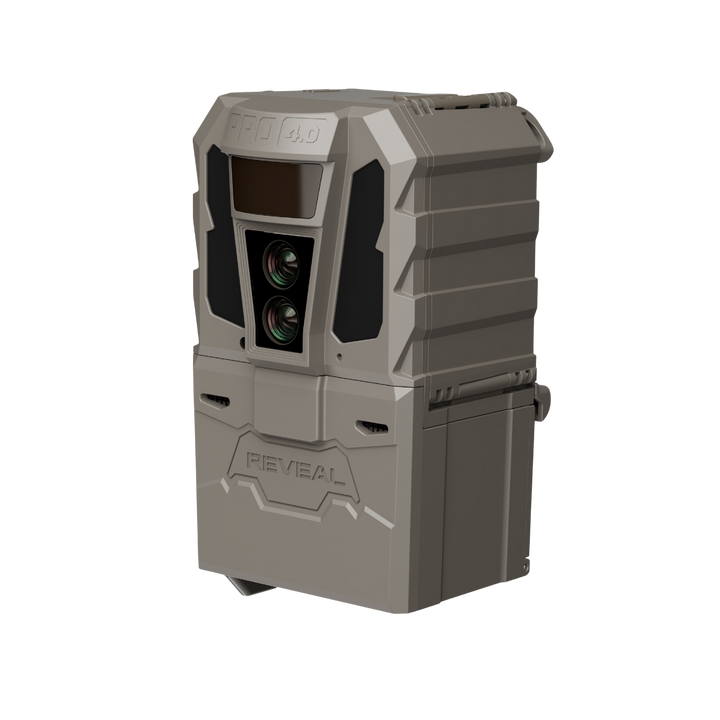 Buy 4 &amp; Save! Tactacam Reveal Pro 4.0 Power Bundles with R5 Solar Panels, FlexPack R10 Batteries, Lockable Steel Reinforced Straps, and Cleaning Cloth