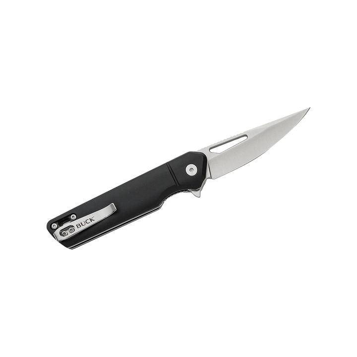 Buck Knife 239 Infusion Assisted Flipper Knife 3.25" Satin Drop Point Blade, Black Aluminum Handles, Liner Lock