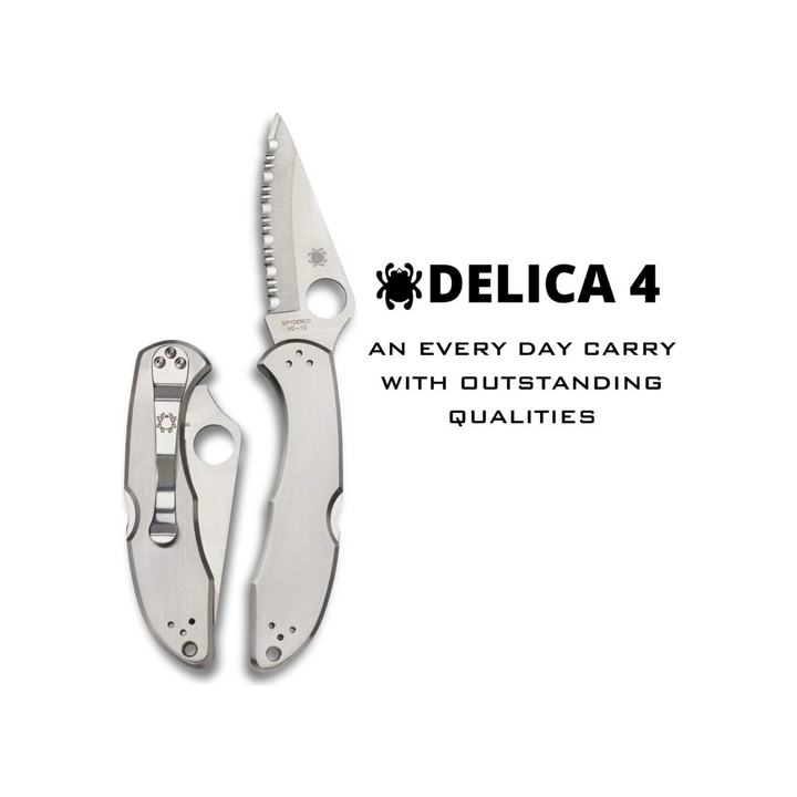 Spyderco Delica 4 Signature Folding Knife 2.95VG-10 Steel Blade Stainless Steel Handle