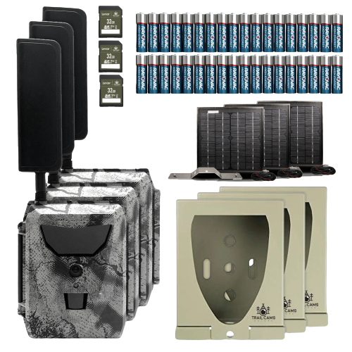 Bundle Saving! Spartan Golive Cellular Live Stream Trail Cameras with accessories. Optional Solar Panel Kit