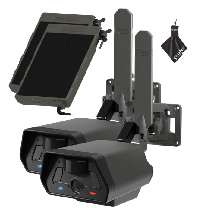 2-Pack Bundle with Solar Panels! Tactacam Defend Security Camera No Wi-Fi Needed, Cellular Connection
