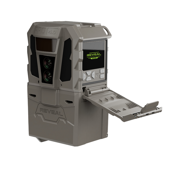 Buy 4 &amp; Save! Tactacam Reveal Pro 4.0 Power Bundles with R5 Solar Panels, FlexPack R10 Batteries, Lockable Steel Reinforced Straps, and Cleaning Cloth