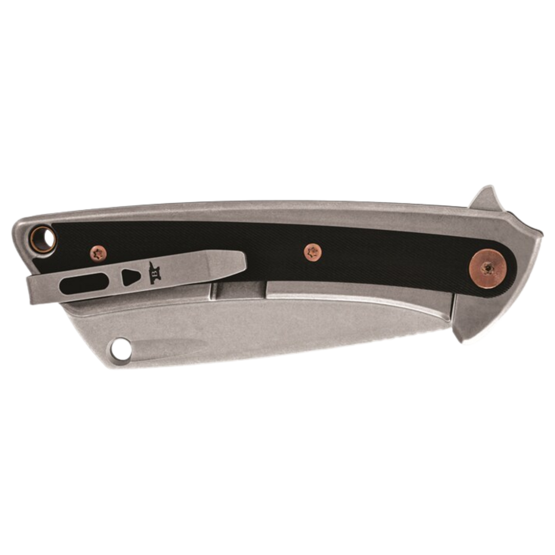 Buck Knives 263 HiLine Cleaver Pocket Knife – 3.25" D2 Stonewashed Blade, G-10 & Aluminum Handle, Black