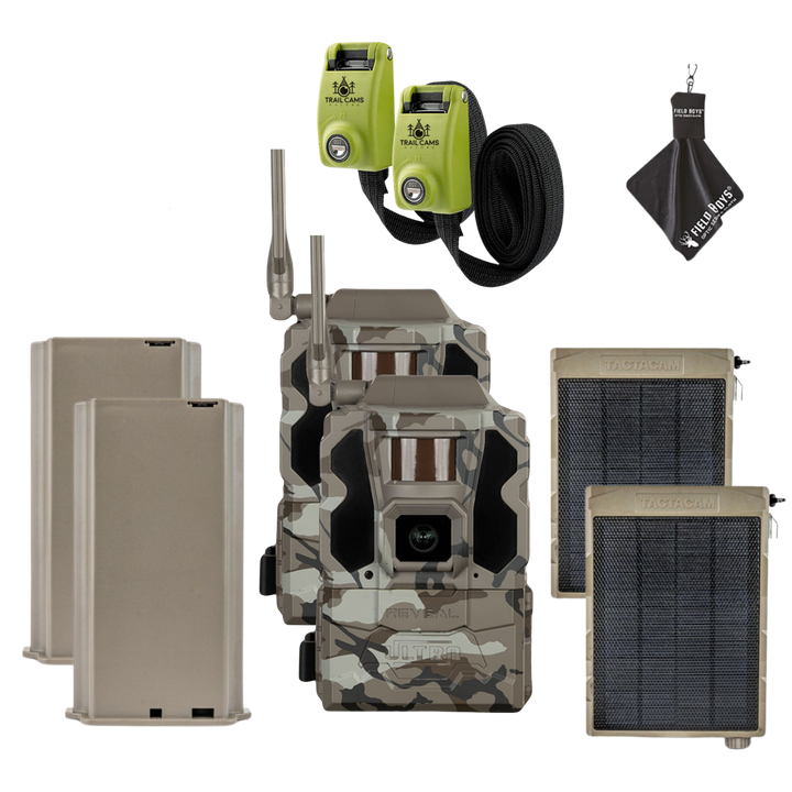 Buy 2 &amp; Save! Tactacam Reveal Ultra Cellular Trail Camera with Solar Panels, Lithium Batteries, Steel Reinforced Straps and Cleaning Cloth