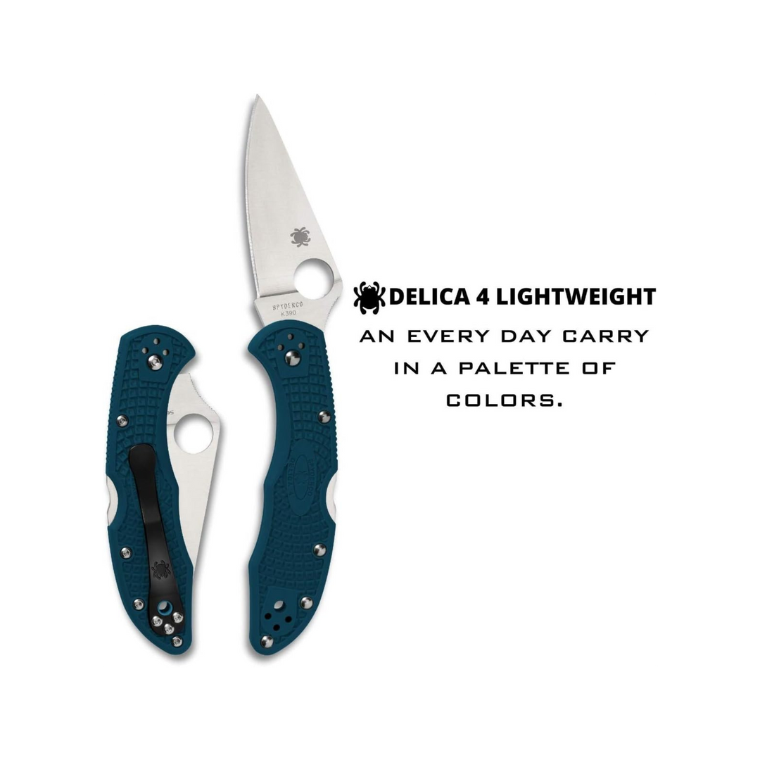 Spyderco Delica 4 Lightweight Folding Knife K390 Steel Blade  Blue FRN Handle