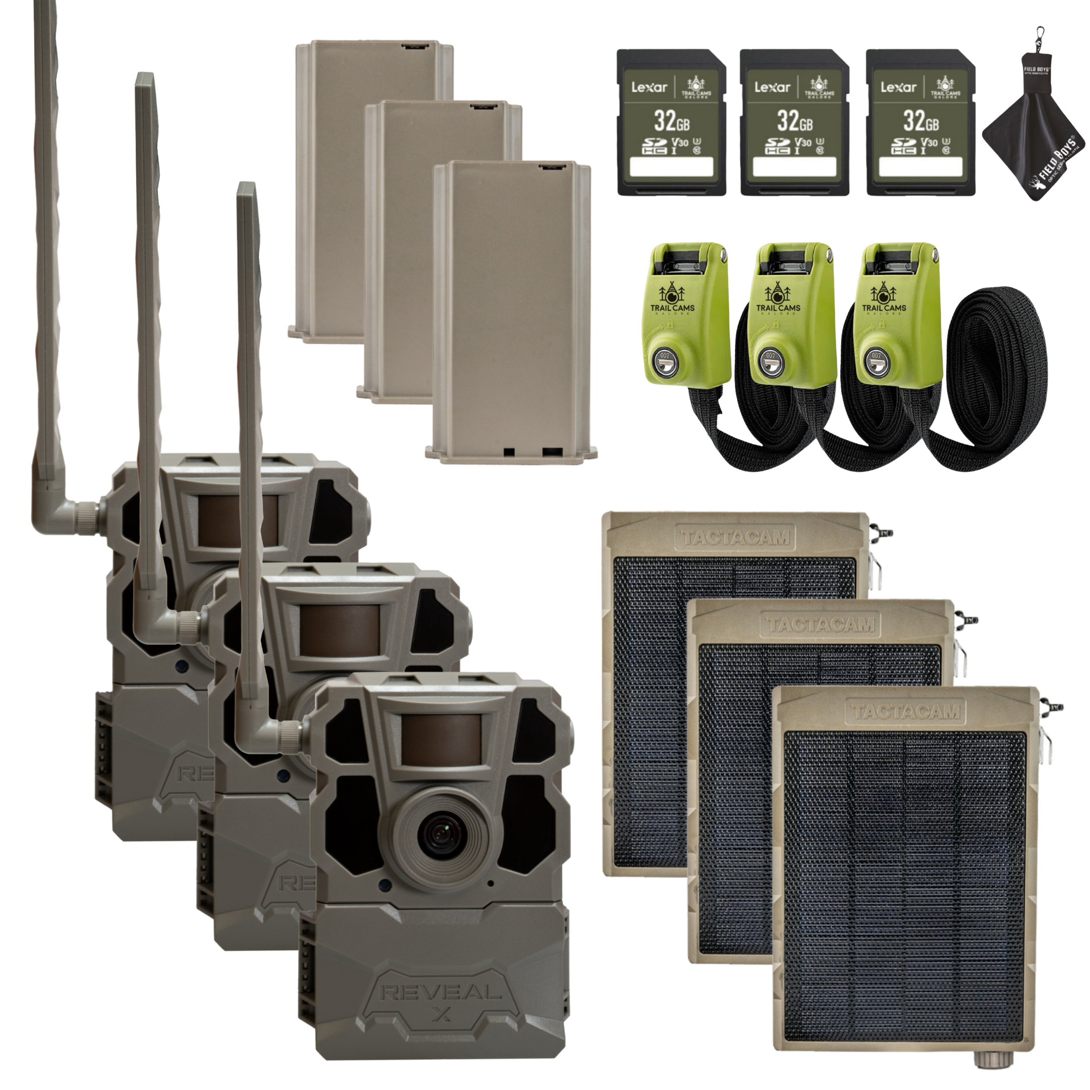 Buy 3 & Save! TACTACAM REVEAL X GEN 2.0 with Lipo Batteries, Solar Panels, and SD Cards