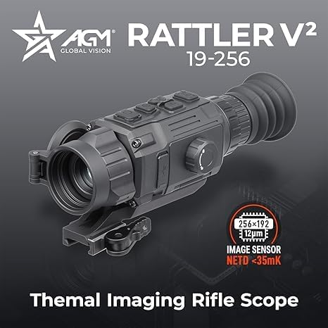 AGM RATTLER V2 19-256 Thermal Scope Riflescope – 5 Thermal Targets + Optics Cloth Bundle