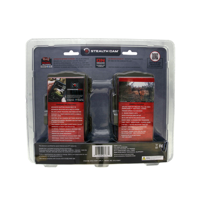 Stealth Cam Fusion X-Pro 2 Pack DUAL SIM Cellular Trail Cameras