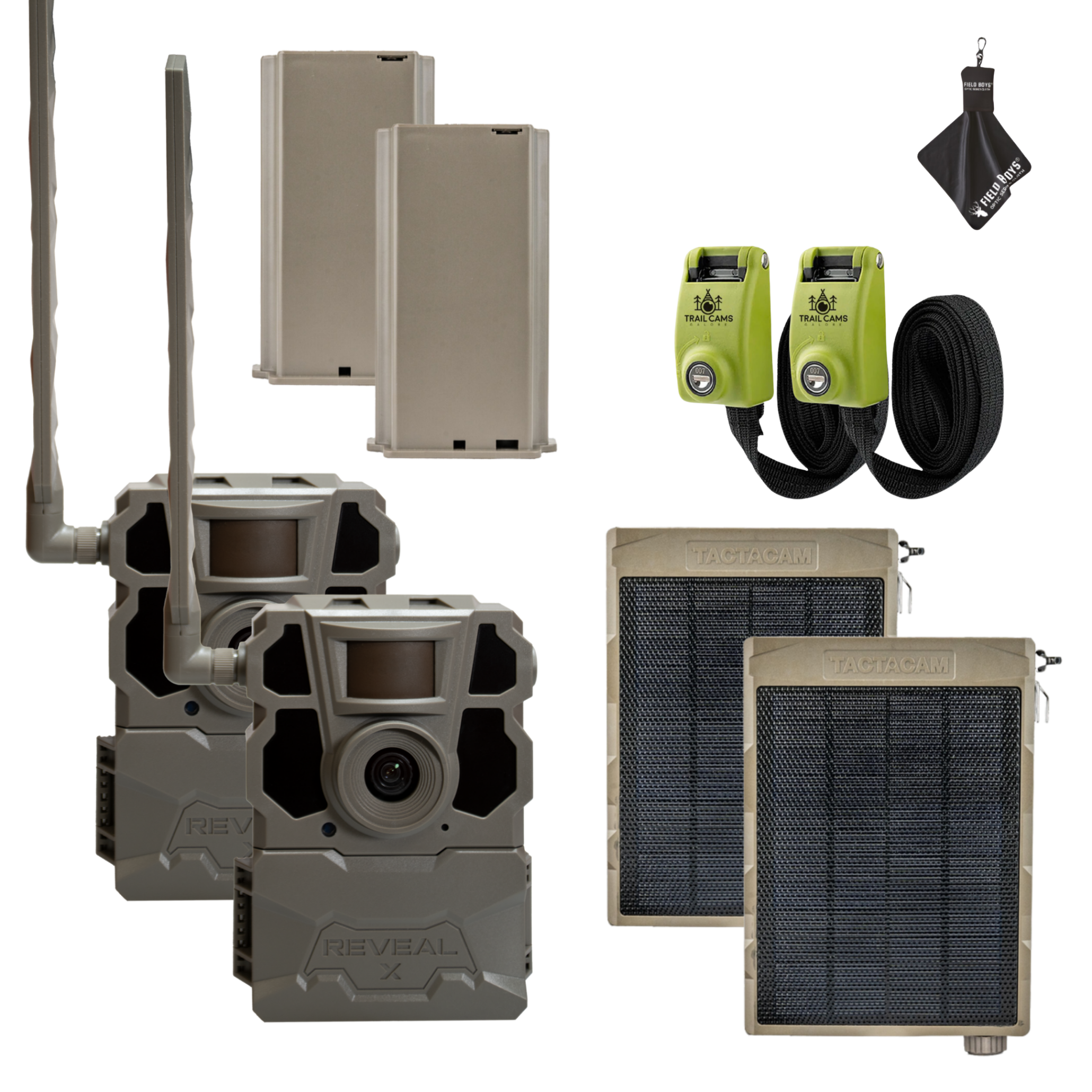 Buy 2 & Save! Tactacam Reveal X Gen 2.0 with Lithium Batteries, Solar Panels, Lockable Steel Reinforced Straps and Cleaning Cloth