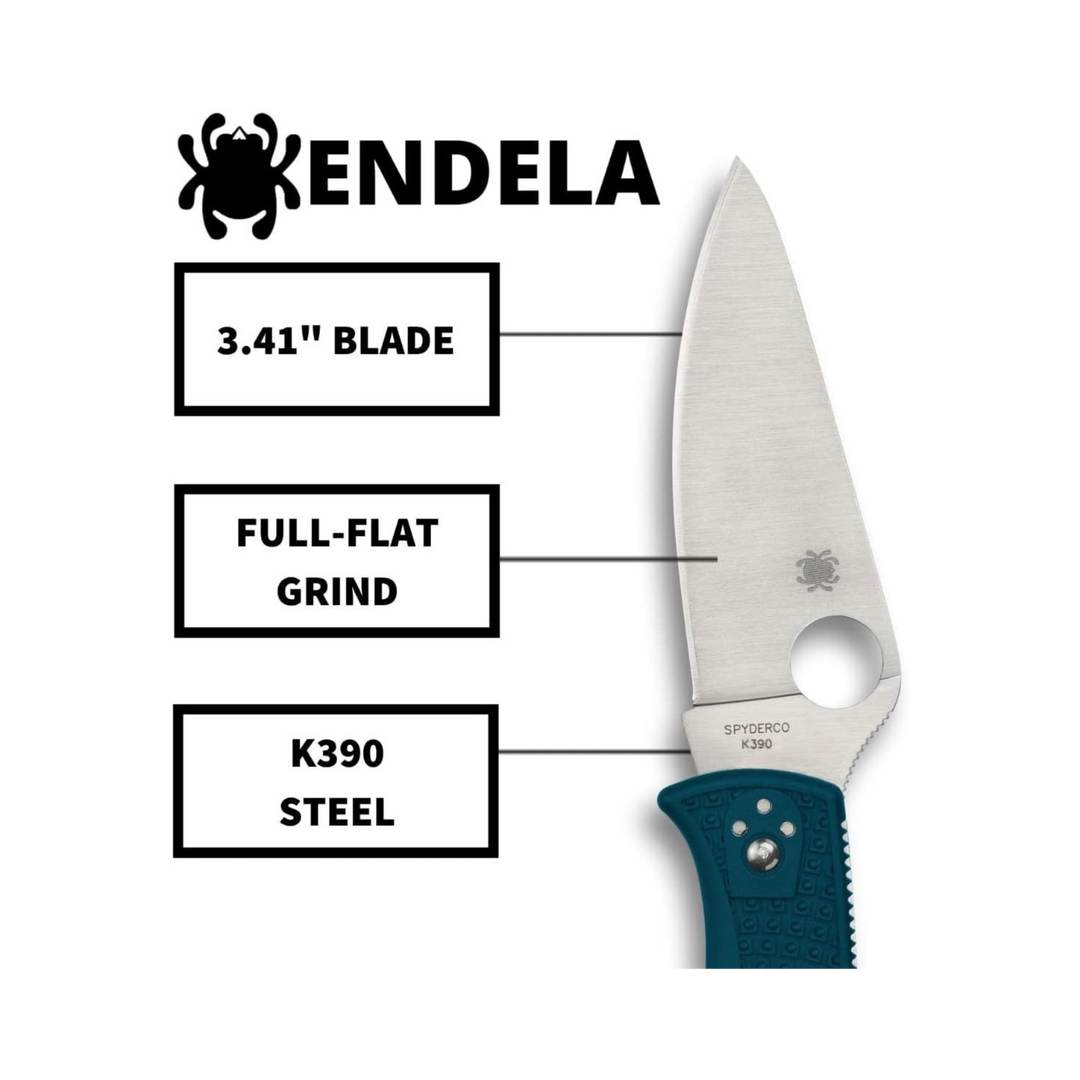 Spyderco Endela Lightweight Knife 3.41 K390 Premium Steel Blade FRN Handle  PlainEdge