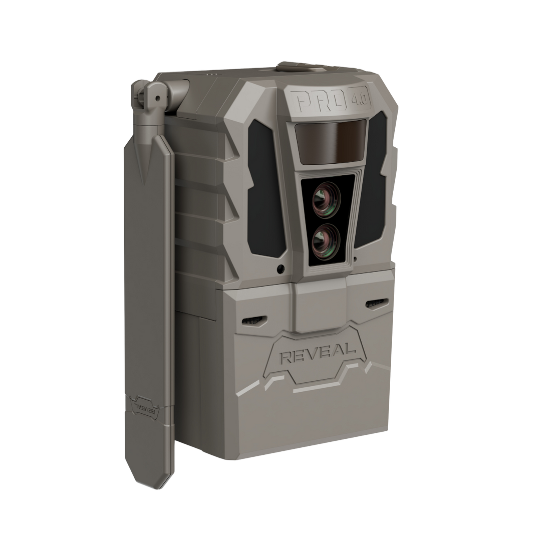 Buy 4 &amp; Save! Tactacam Reveal Pro 4.0 Power Bundles with R5 Solar Panels, FlexPack R10 Batteries, Lockable Steel Reinforced Straps, and Cleaning Cloth