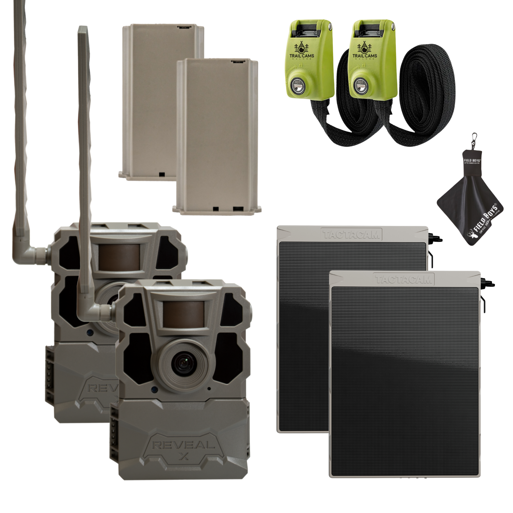 Buy 2 & Save! Tactacam Reveal X Gen 2.0 with Lithium Batteries, Solar Panels, Lockable Steel Reinforced Straps and Cleaning Cloth