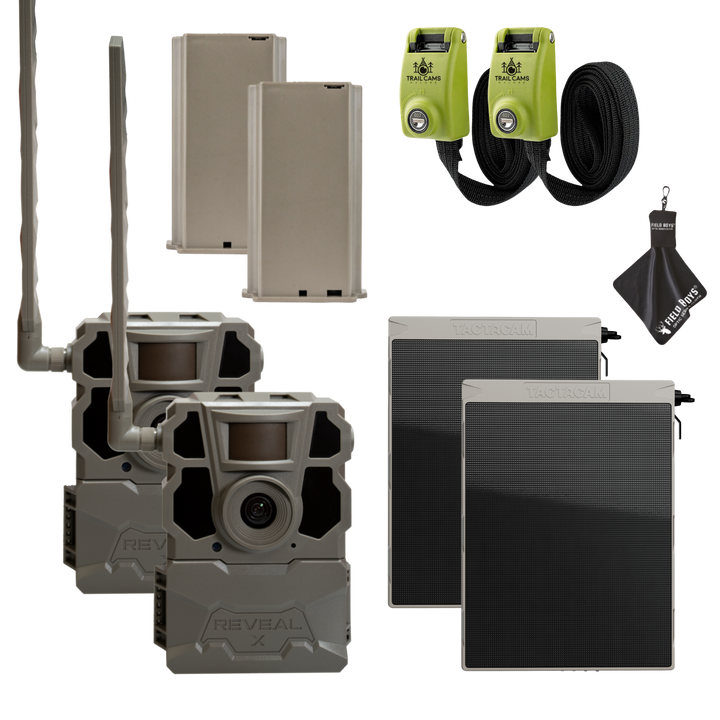 Buy 2 &amp; Save! Tactacam Reveal X Gen 2.0 with Lithium Batteries, Solar Panels, Lockable Steel Reinforced Straps and Cleaning Cloth
