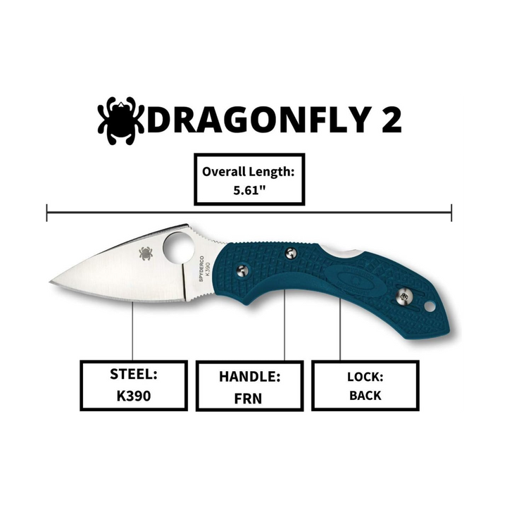 Spyderco Dragonfly 2 Lightweight Knife with K390 Steel Blue FRN Handle High Performance Everyday Carry