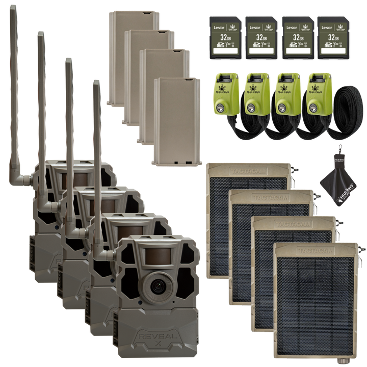 Buy 4 & Save! TACTACAM REVEAL X GEN 2.0 with Lipo Batteries, Solar Panels, and SD Cards