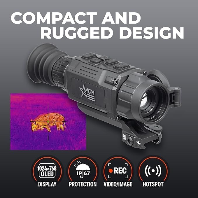 AGM RattlerV2 25-256 Thermal Imaging Riflescope - 5 Thermal Targets + Optics Cloth Bundle