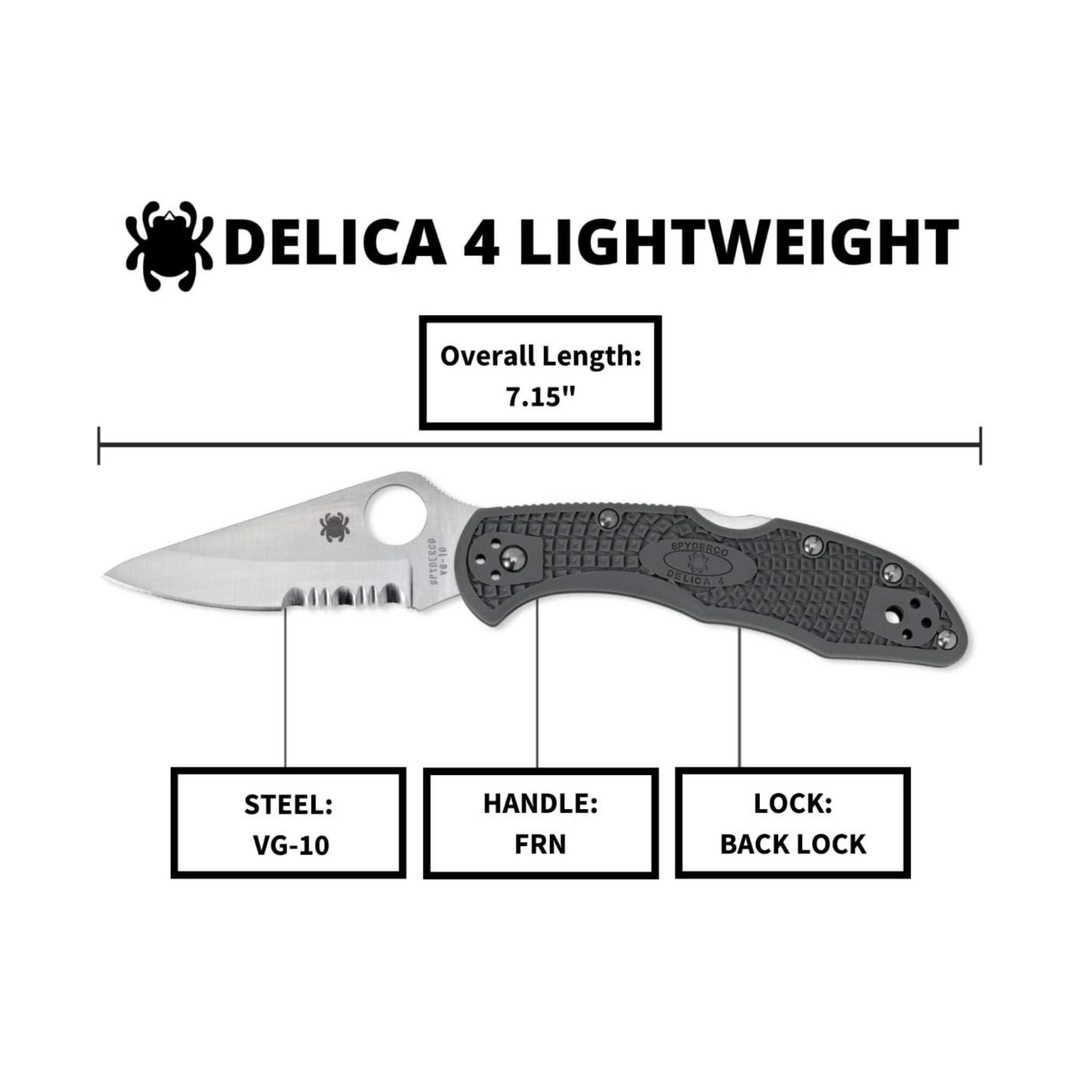 Spyderco Delica 4 Lightweight Folding Knife Green FRN Handle VG-10 Steel Blade