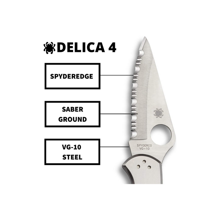 Spyderco Delica 4 Signature Folding Knife 2.95VG-10 Steel Blade Stainless Steel Handle