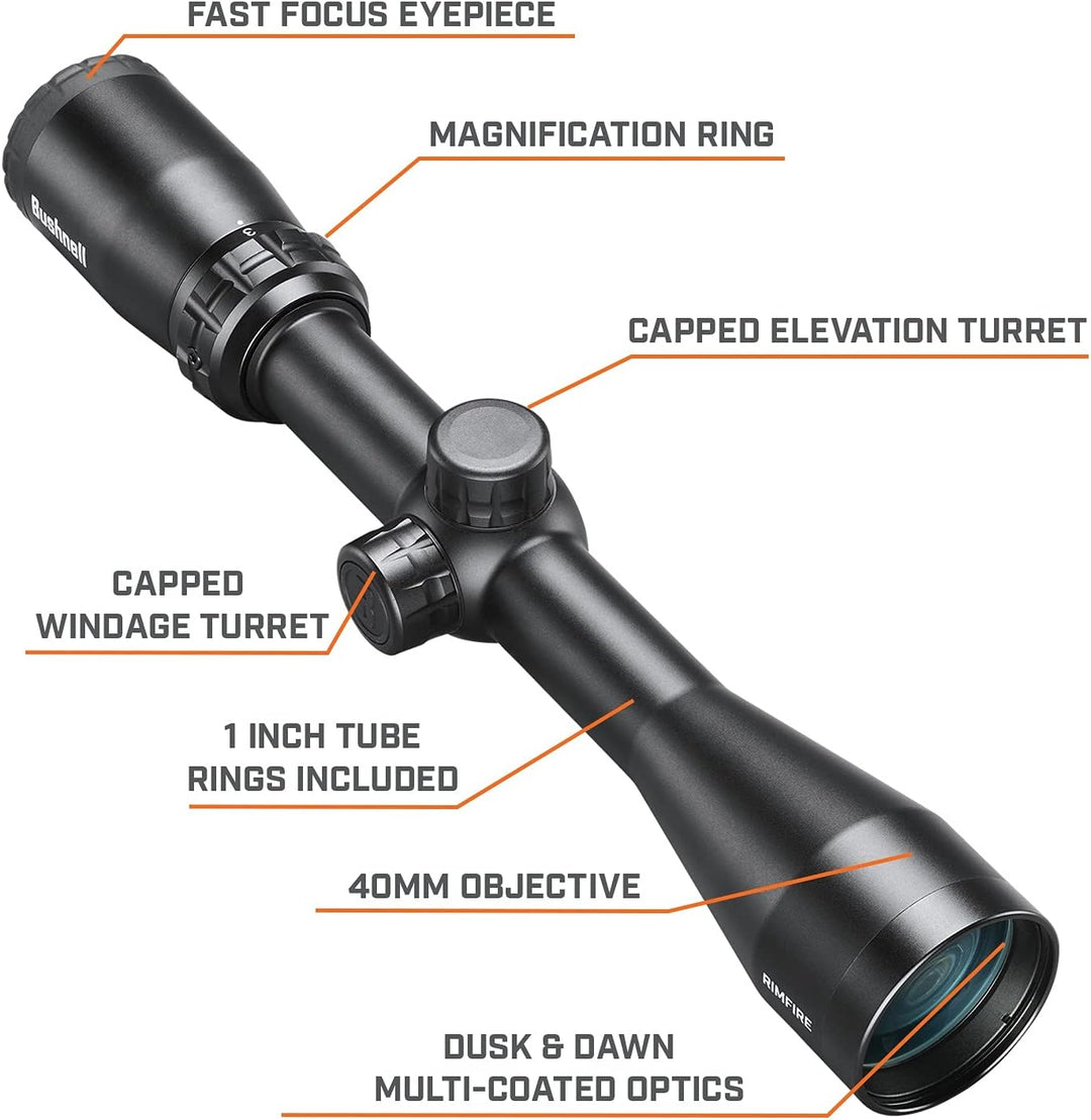 Bushnell Rimfire 3-9x40 Riflescope with DZ22 Reticle in Black - RR3940BS4