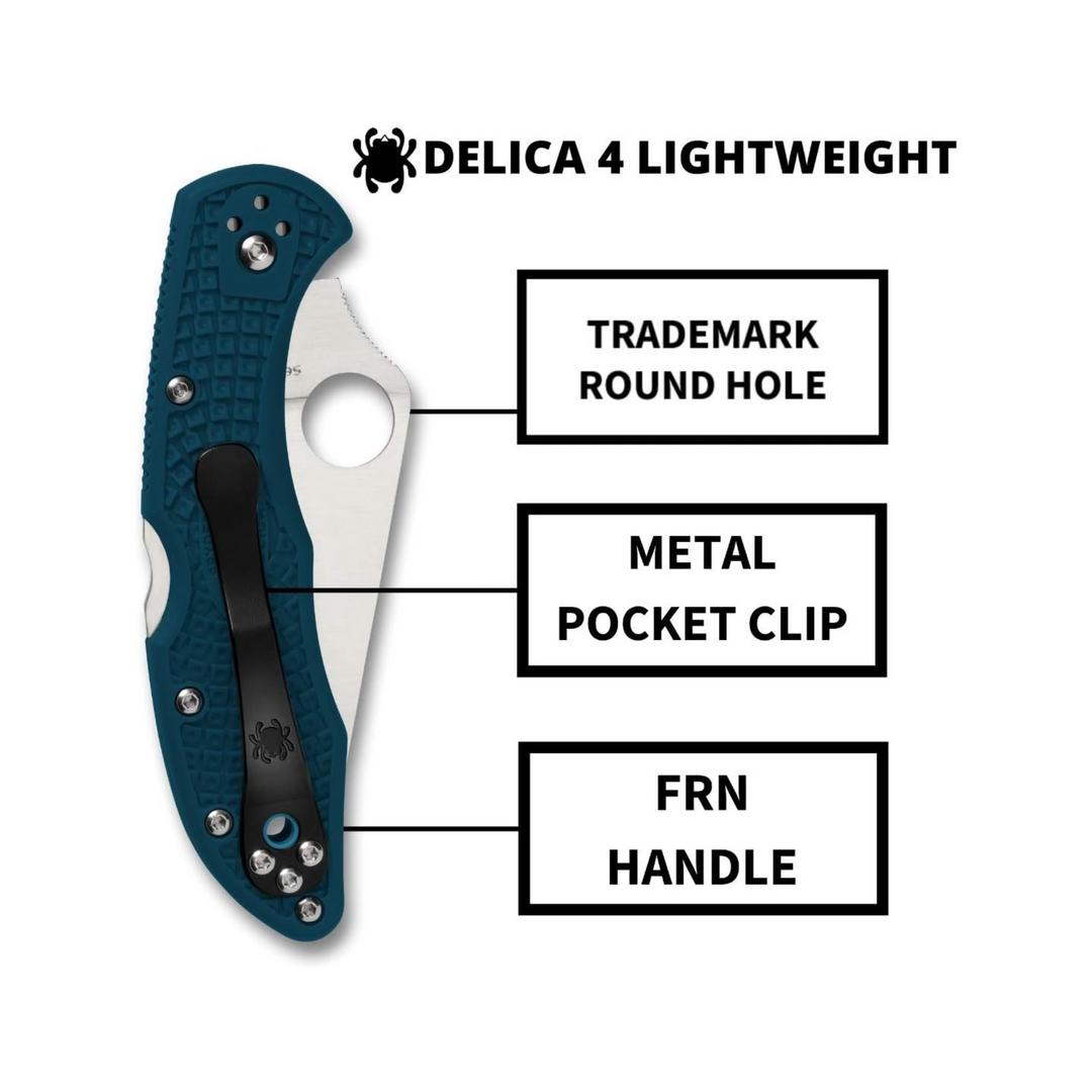 Spyderco Delica 4 Lightweight Folding Knife K390 Steel Blade  Blue FRN Handle