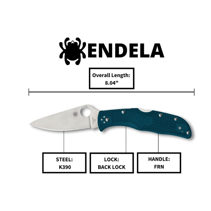 Spyderco Endela Lightweight Knife 3.41 K390 Premium Steel Blade FRN Handle  PlainEdge