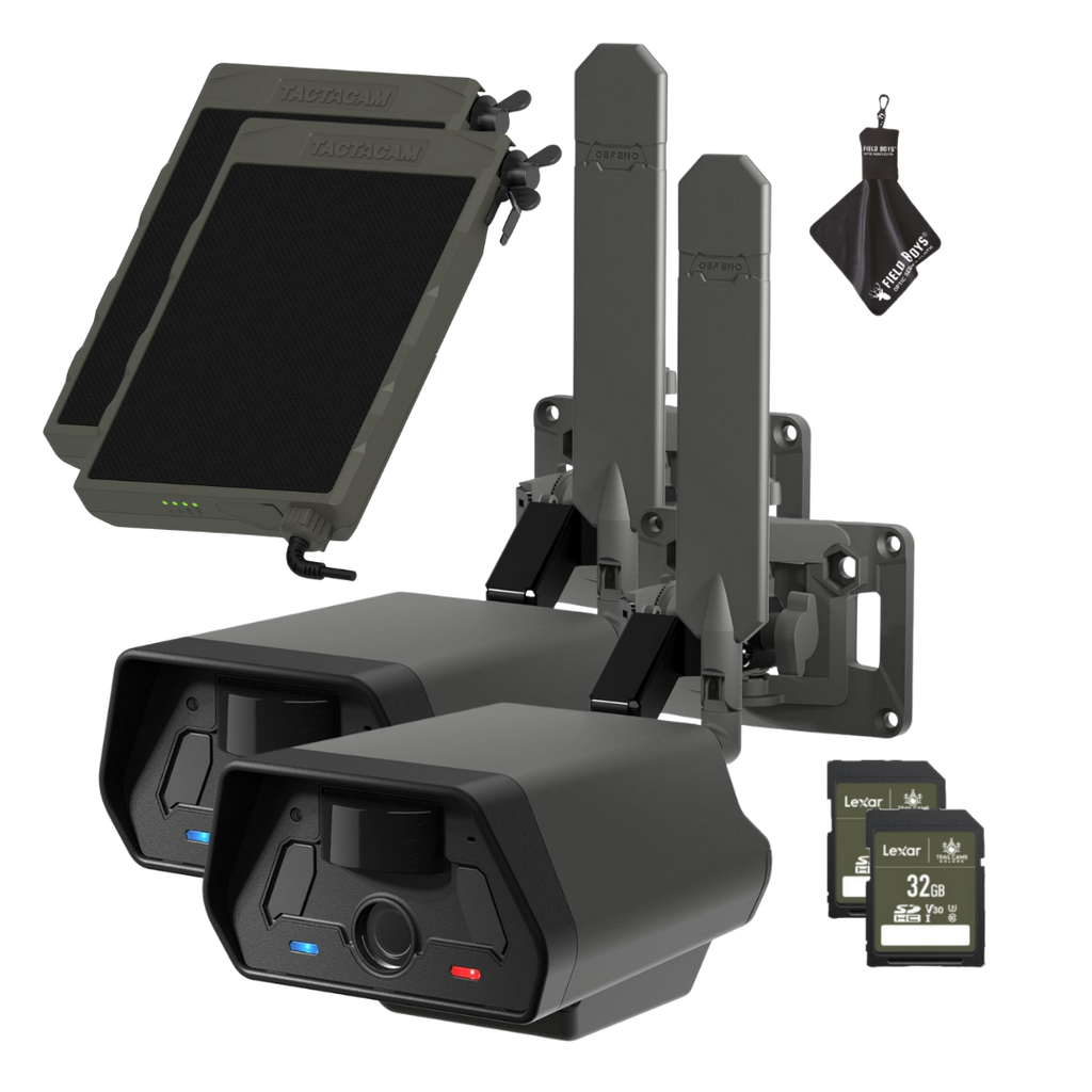 2-Pack Bundle with Solar Panels! Tactacam Defend Security Camera No Wi-Fi Needed, Cellular Connection
