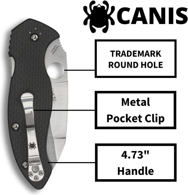 Spyderco Canis Knife 3.43CPM S30V Stainless Steel Blade Carbon Fiber G-10 Handle PlainEdge