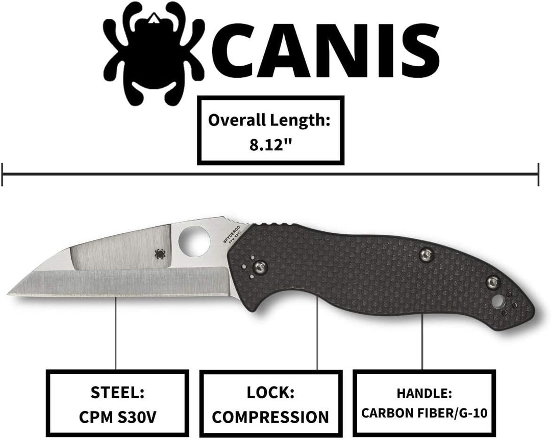 Spyderco Canis Knife 3.43CPM S30V Stainless Steel Blade Carbon Fiber G-10 Handle PlainEdge