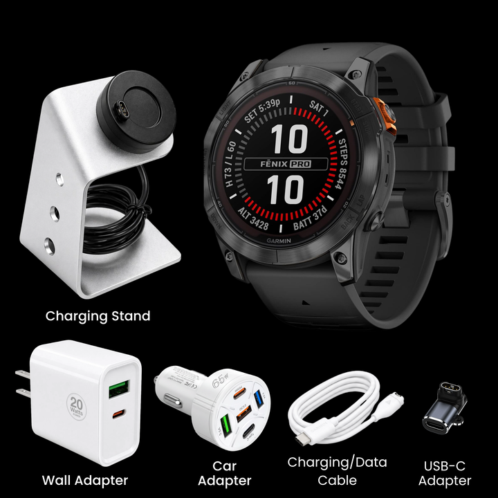 Garmin fēnix® 7X Pro – Solar Edition Smartwatch - Bundle with Free Charging Accessories