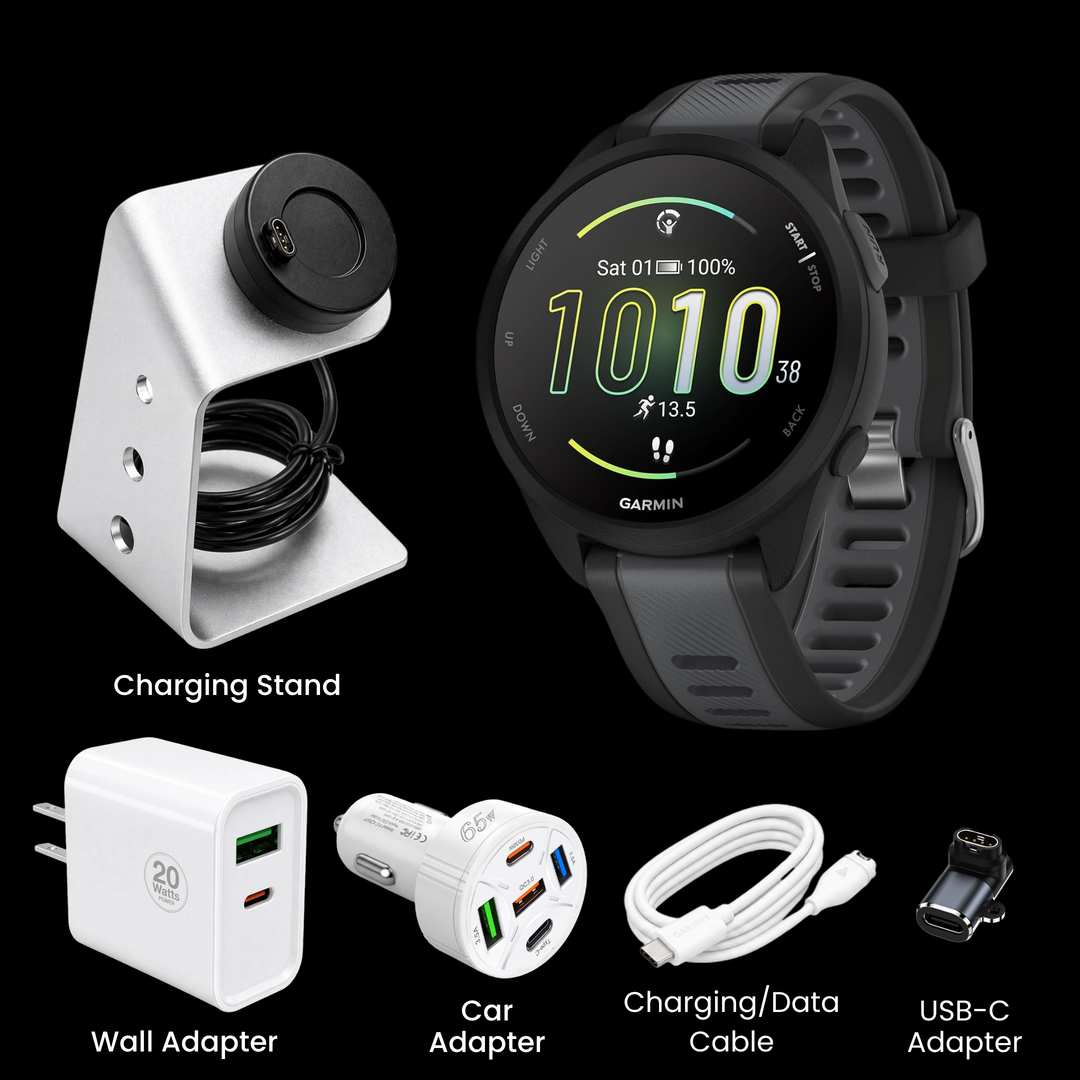 Garmin Forerunner® 165 Smartwatch - Bundle with Free Charging Accessories