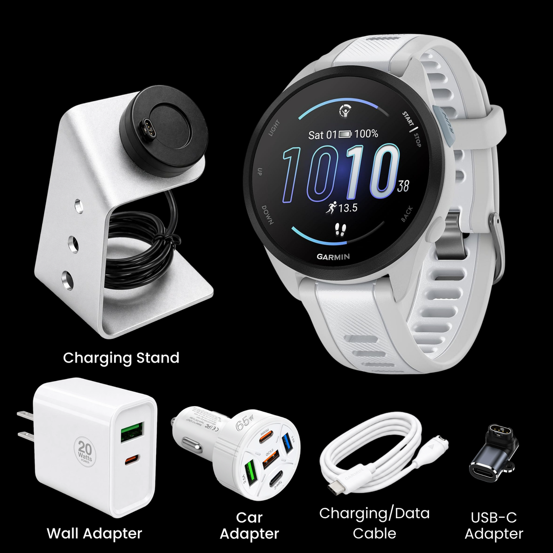 Garmin Forerunner® 165 Smartwatch - Bundle with Free Charging Accessories