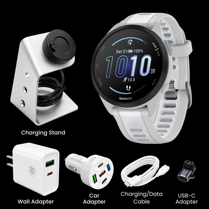 Garmin Forerunner® 165 Smartwatch - Bundle with Free Charging Accessories