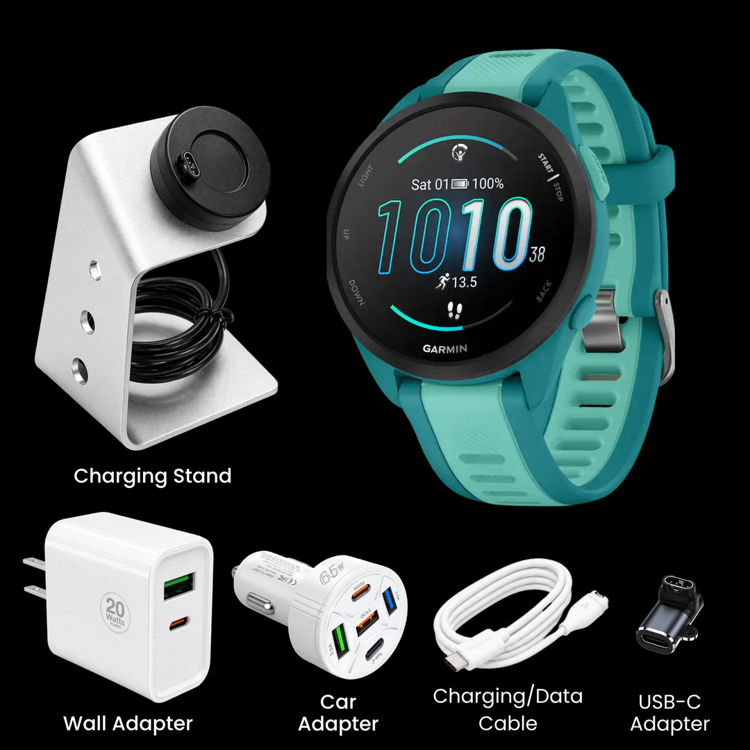 Garmin Forerunner® 165 Smartwatch - Bundle with Free Charging Accessories