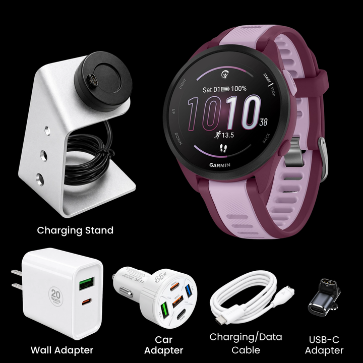 Garmin Forerunner® 165 Smartwatch - Bundle with Free Charging Accessories